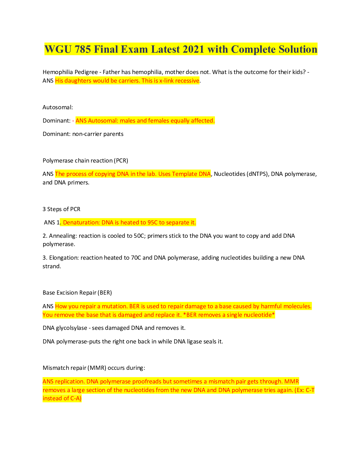Preview image of WGU 785 Final Exam Latest 2021 with Complete Solution document